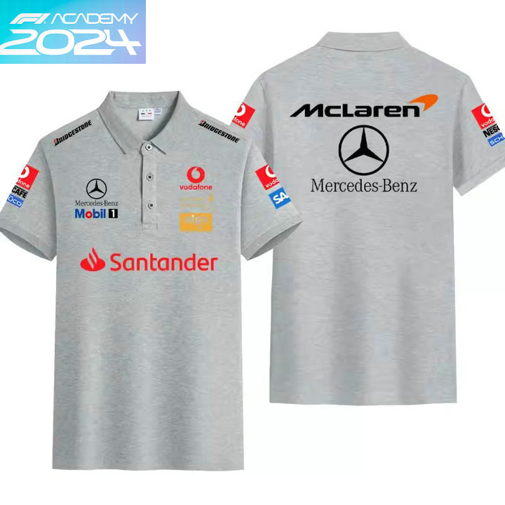 2024 Polo McLaren Mercedes-Benz Coton Homme Couleur Unie Manche Courte